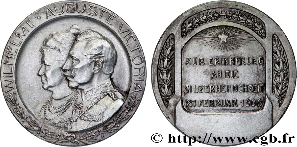 GERMANIA - REGNO DI PRUSSIA - GUGLIELMO II Médaille, Noces d’argent de Guillaume II et Augusta-Victoria SPL