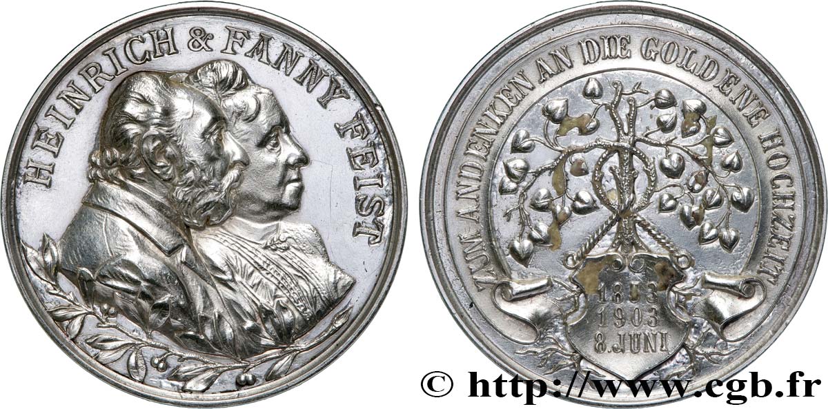 GERMANIA Médaille, Noces d’or d’Heinrich et Fanny Feist q.SPL