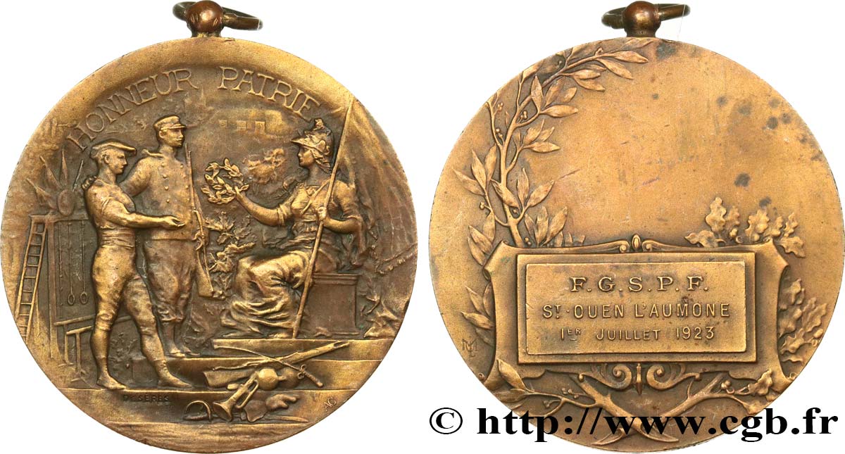 TERCERA REPUBLICA FRANCESA Médaille de récompense, Honneur et Patrie MBC