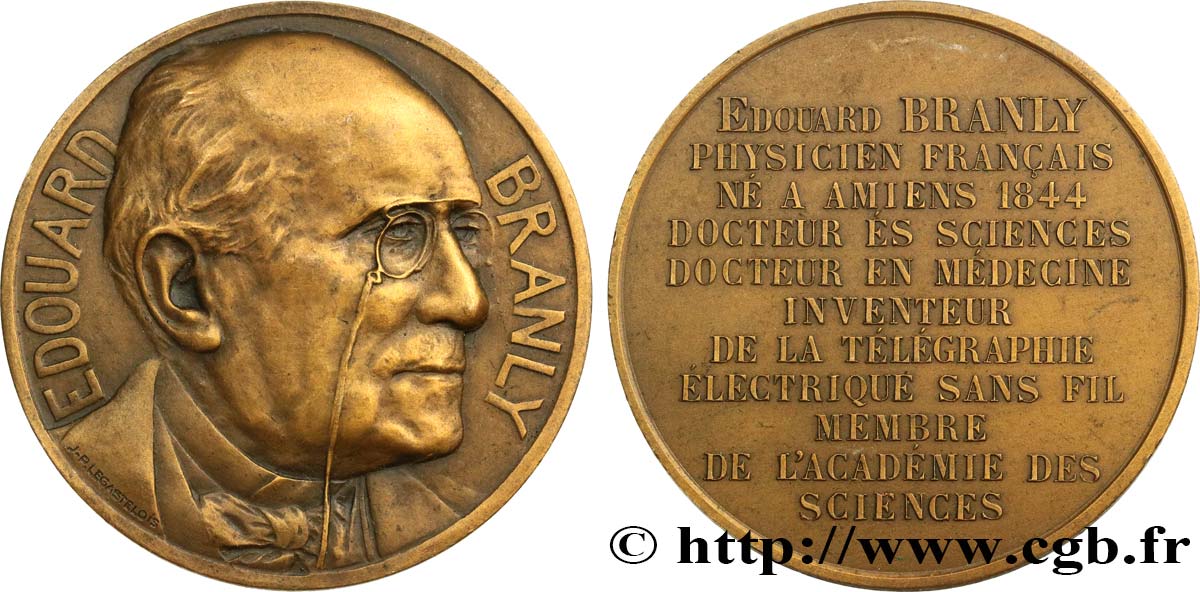 SCIENCE & SCIENTIFIC Médaille, Édouard Branly XF