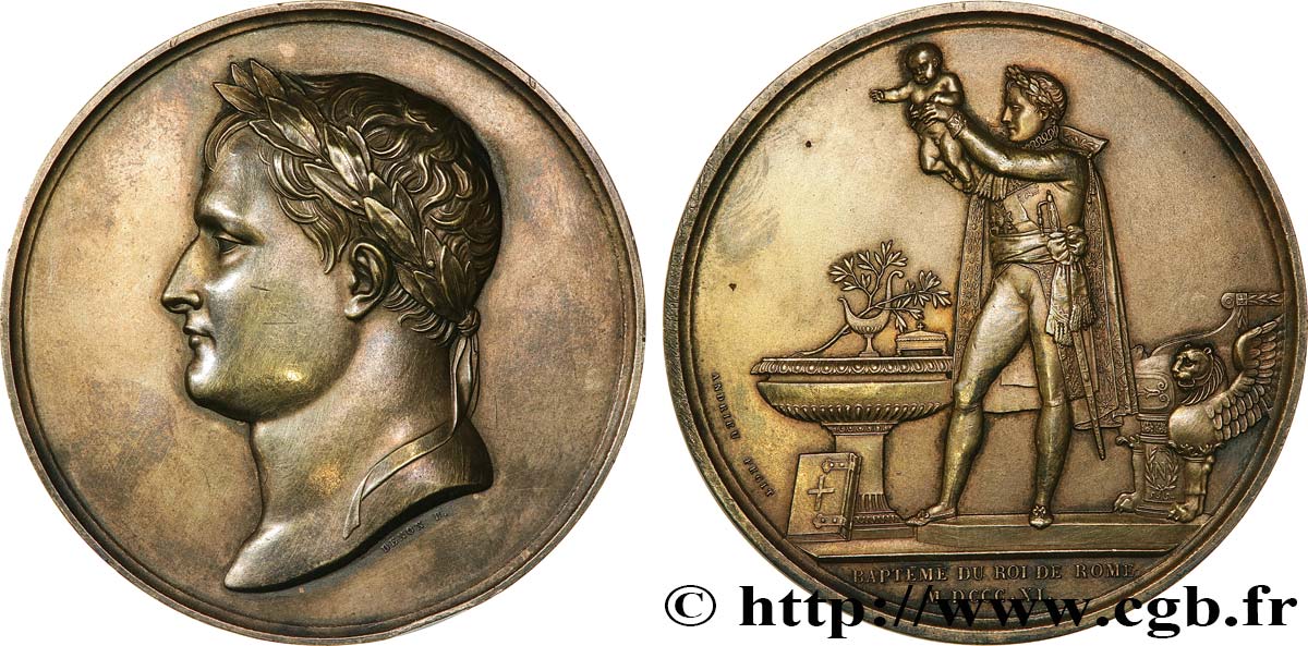 NAPOLEON S EMPIRE Médaille, Baptême du roi de Rome, refrappe AU