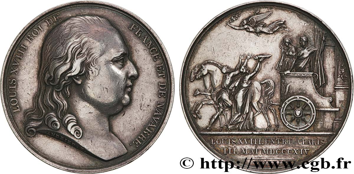 LUIGI XVIII Médaille, Entrée de Louis XVIII à Paris BB