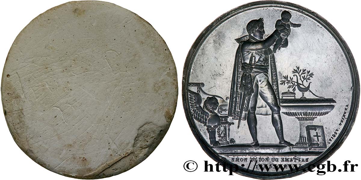 PREMIER EMPIRE Médaille, Baptême du roi de Rome, empreinte uniface TTB