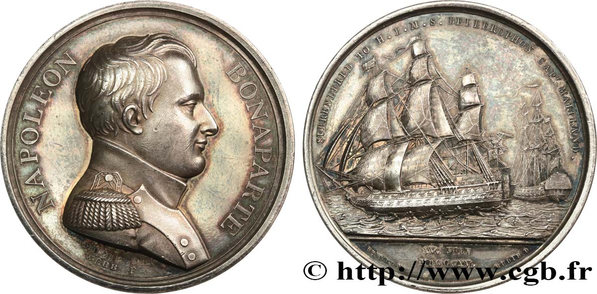 THE HUNDRED DAYS Médaille, Reddition de Napoléon AU/AU