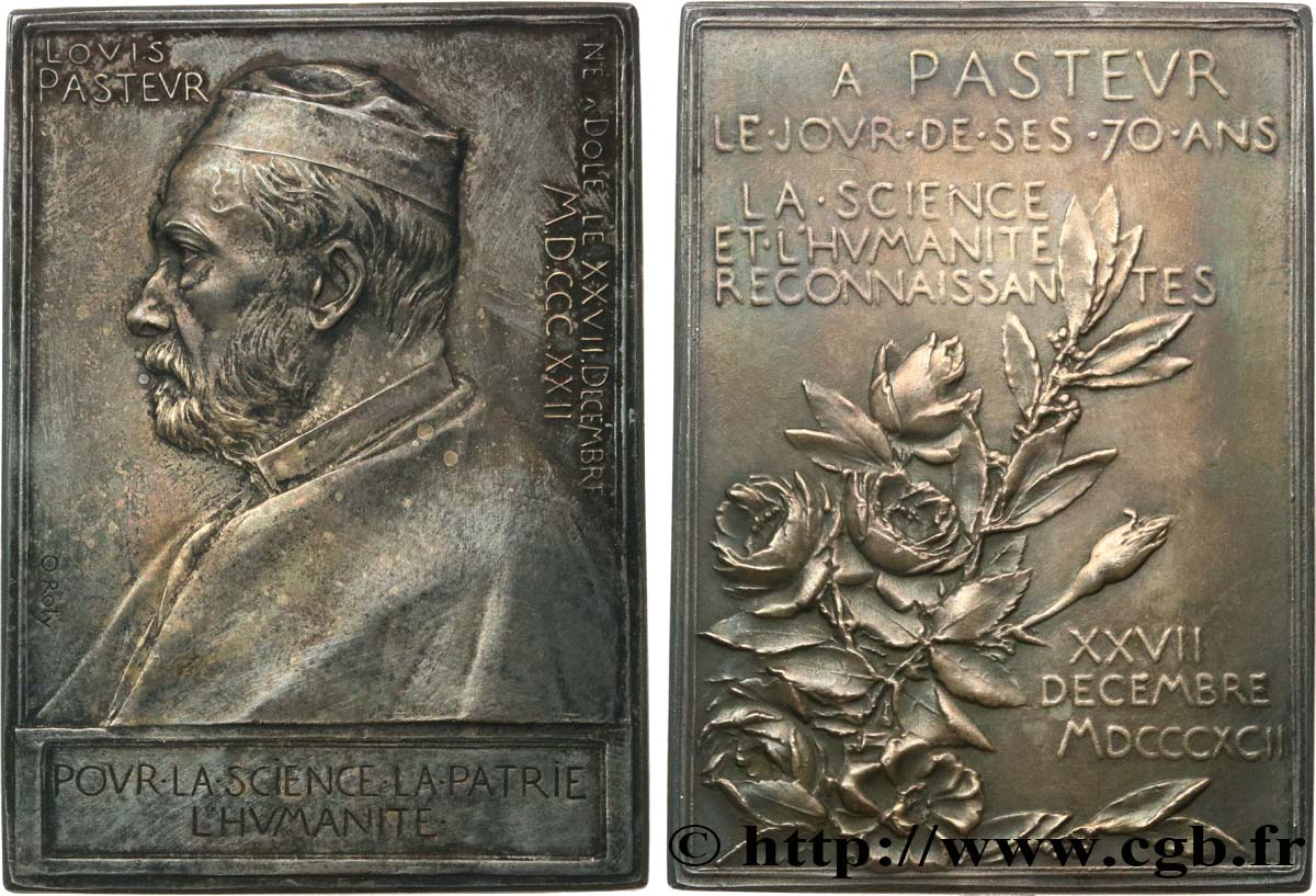 PERSONNAGES CÉLÈBRES Plaque, Louis Pasteur XF/AU