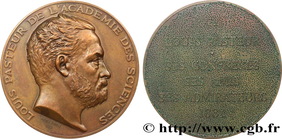FAMOUS FIGURES Médaille, Louis Pasteur, Académie des Sciences AU/XF