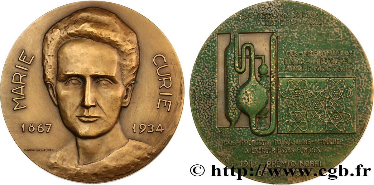 SCIENCE & SCIENTIFIC Médaille, Marie Curie, Découverte de la radio AU