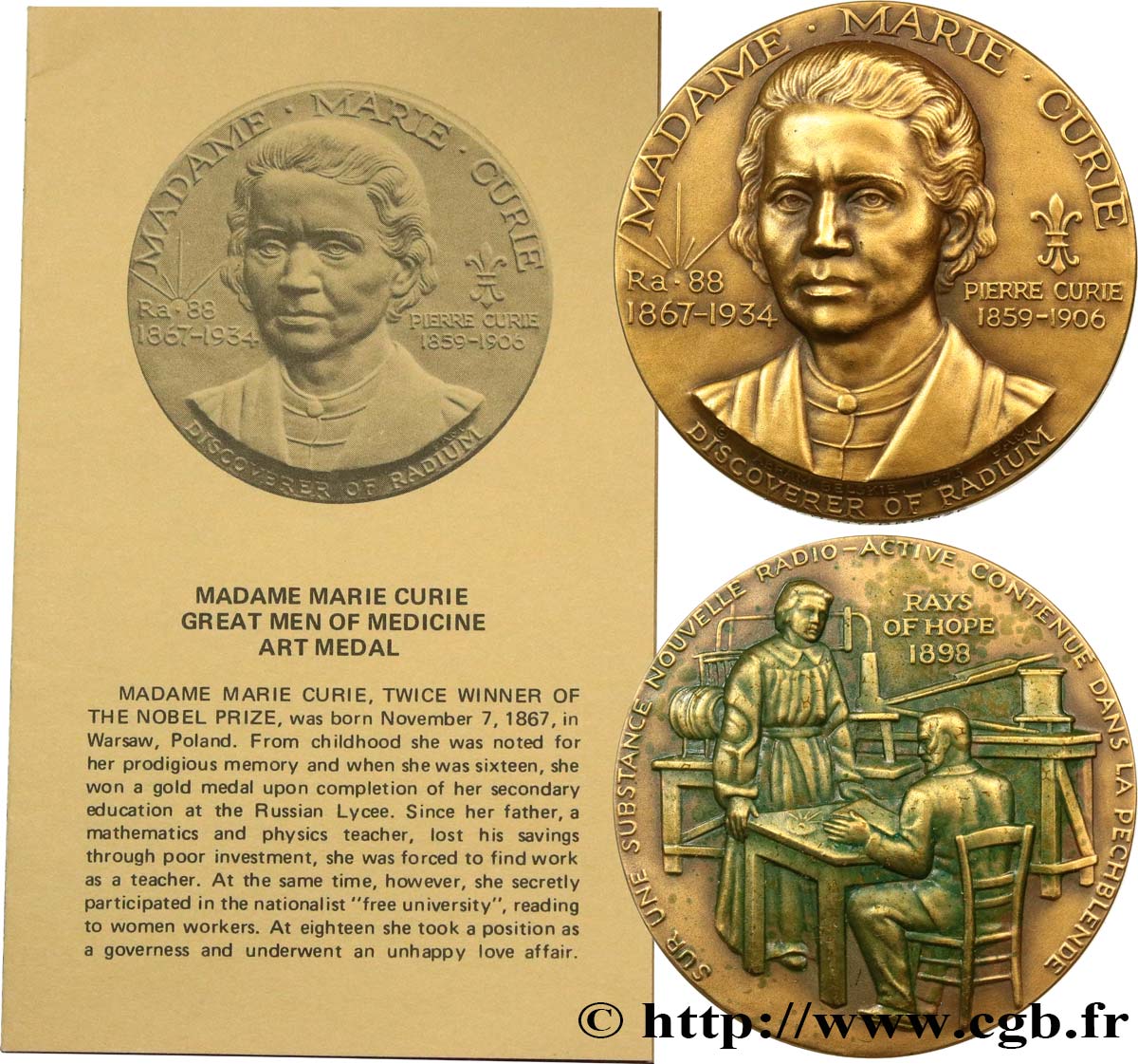 SCIENCE & SCIENTIFIC Médaille, Marie Curie AU/AU