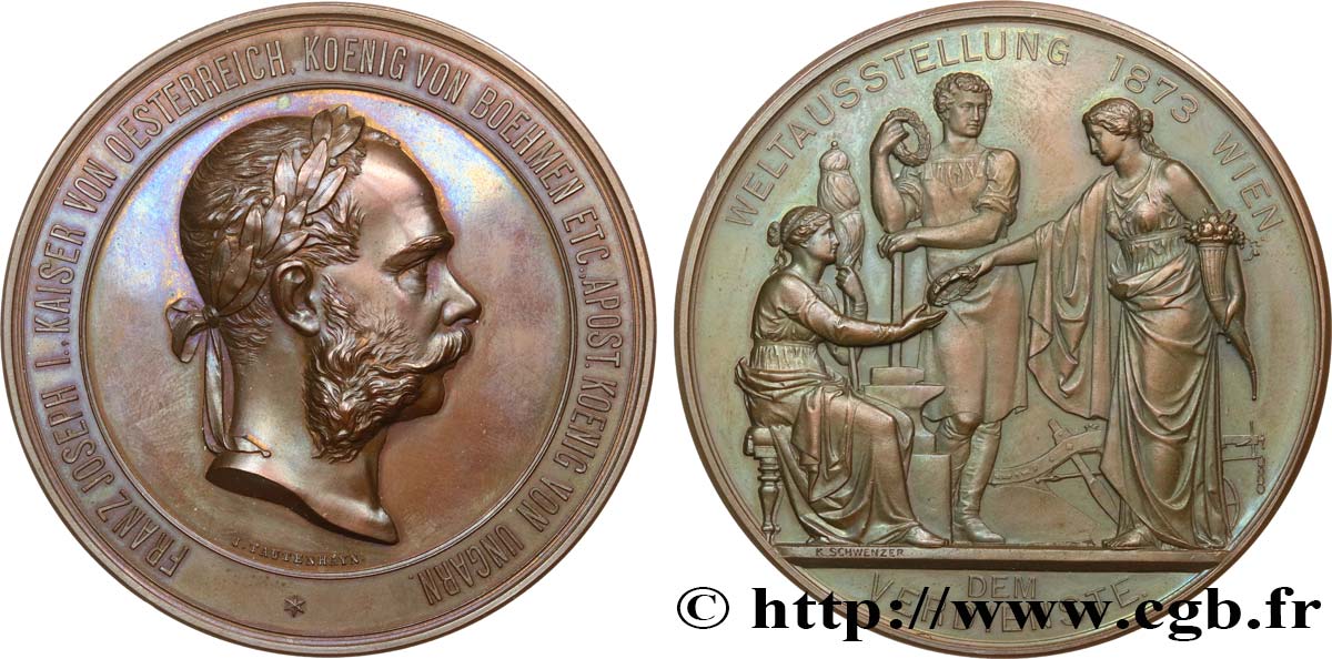 AUTRICHE - FRANÇOIS-JOSEPH Ier Médaille, Exposition universelle de Vienne AU