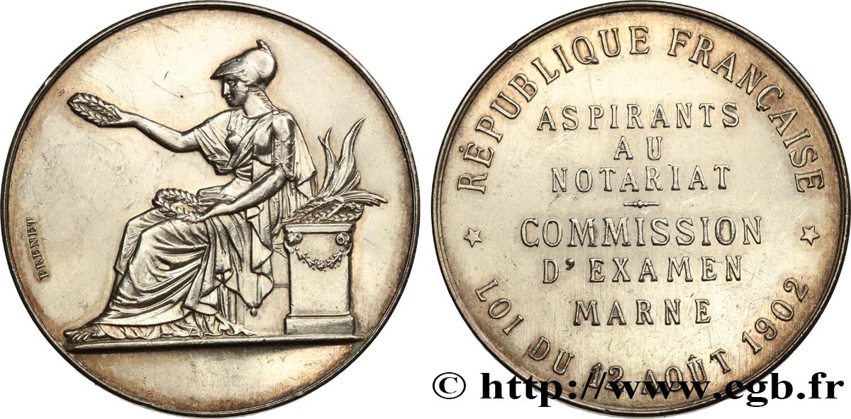 19TH CENTURY NOTARIES (SOLICITORS AND ATTORNEYS) Médaille, Notaires de La Marne AU