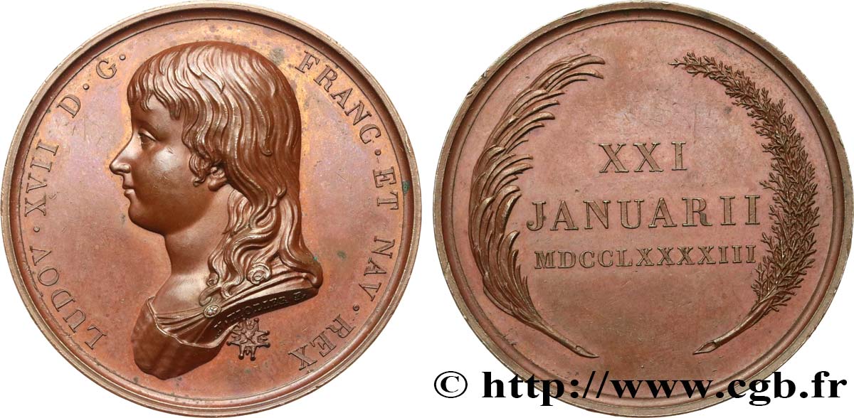 LOUIS XVII Médaille, Commémoration de la mort du roi Louis XVII AU
