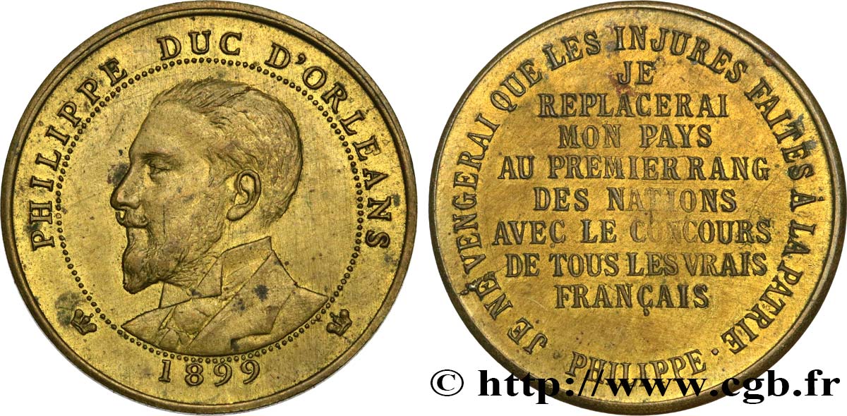 III REPUBLIC PHILIPPE DUC D’ORLÉANS, frappe médaille module de 10 centimes XF