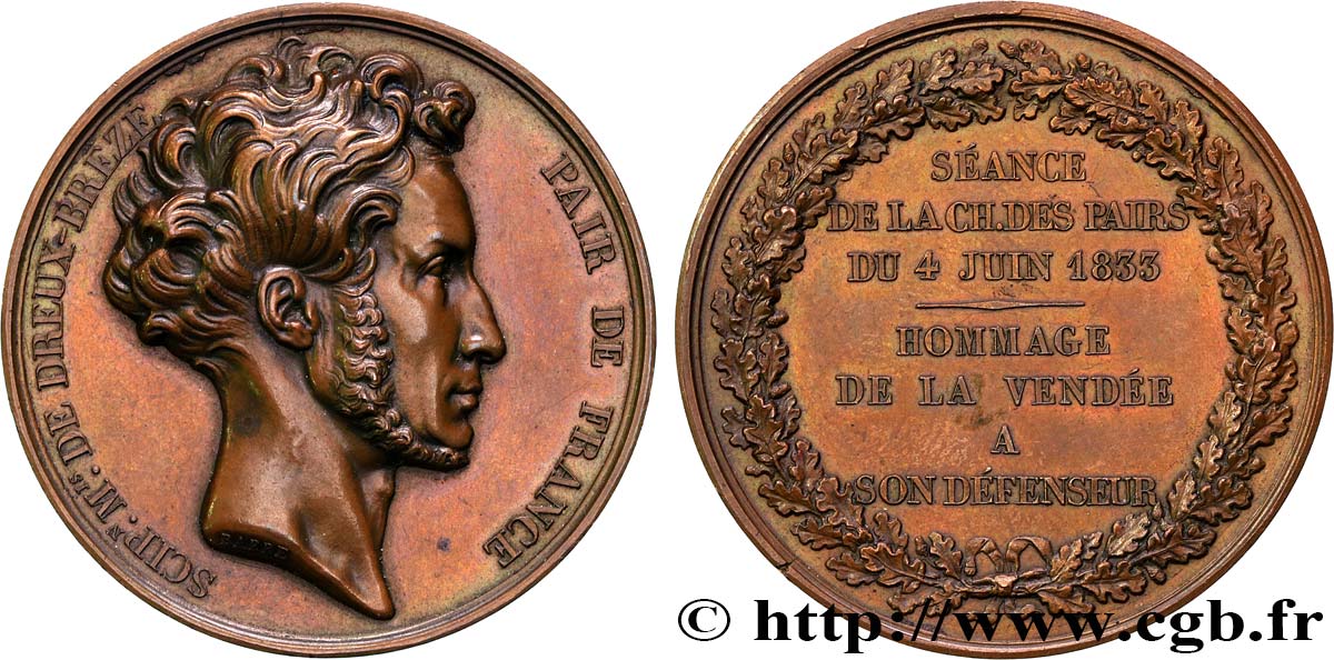 LUIS FELIPE I Médaille, Scipion, marquis de Dreux-Brézé et baron de Berry  EBC