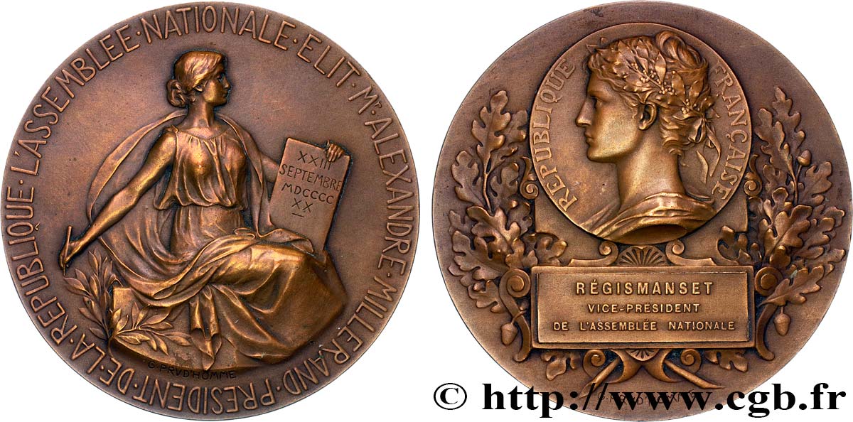 III REPUBLIC Médaille, Élection d’Alexandre Millerand AU