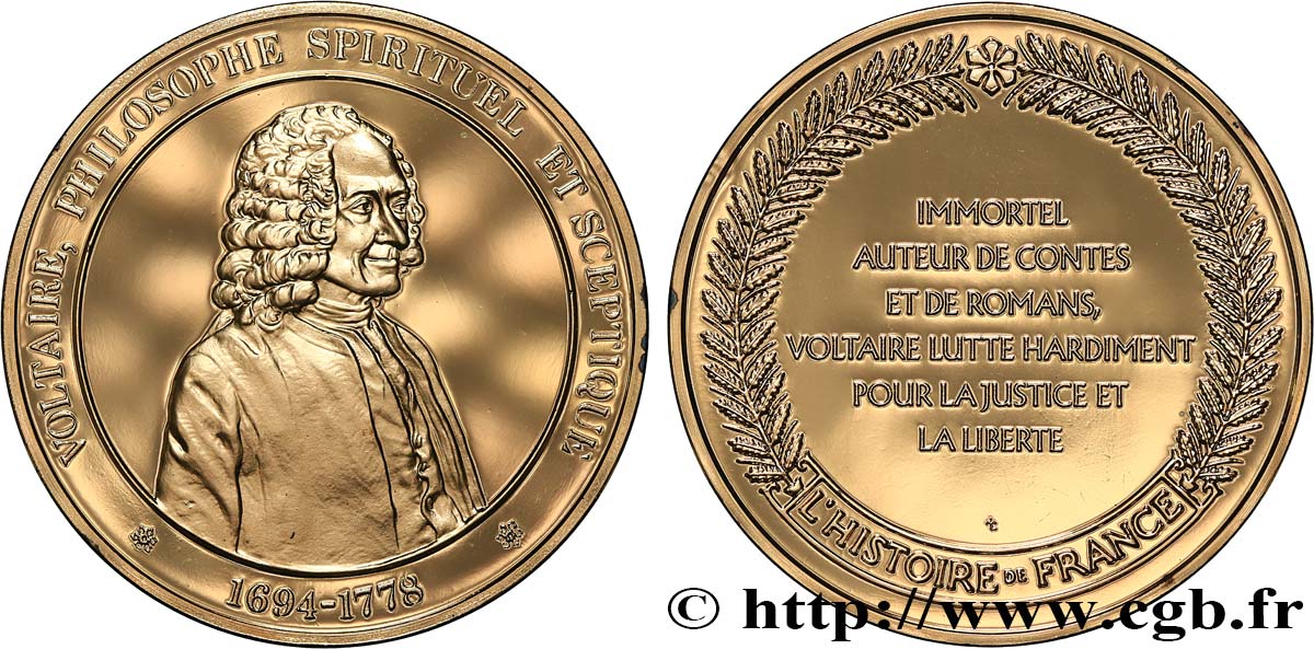 HISTOIRE DE FRANCE Médaille, Voltaire MS
