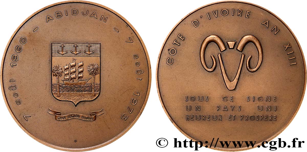 ELFENBEINKÜSTE Médaille, Côte d’Ivoire et Abidjan fVZ