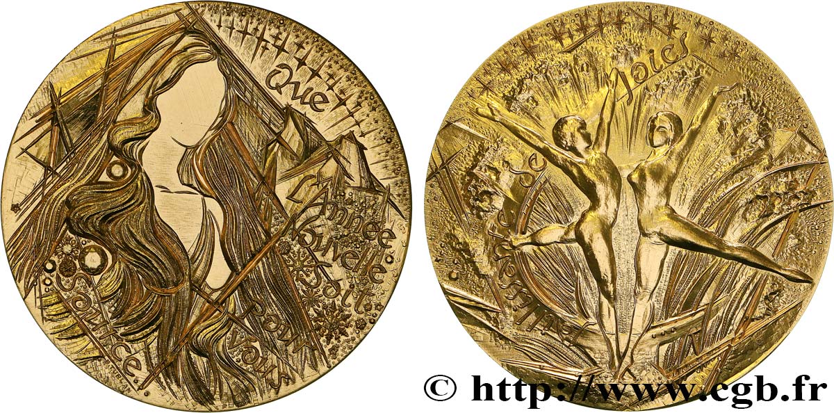 QUINTA REPUBLICA FRANCESA Médaille de voeux, source de joie EBC