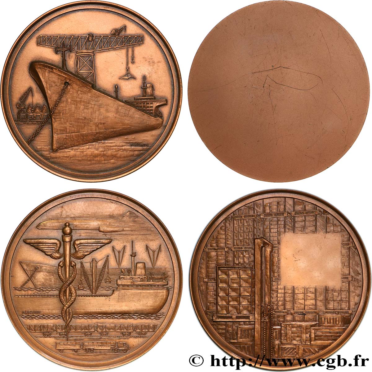 CANALS AND WATERWAY TRANSPORT Médaille, Cargos et transports fluviaux, lot de 2 médailles AU