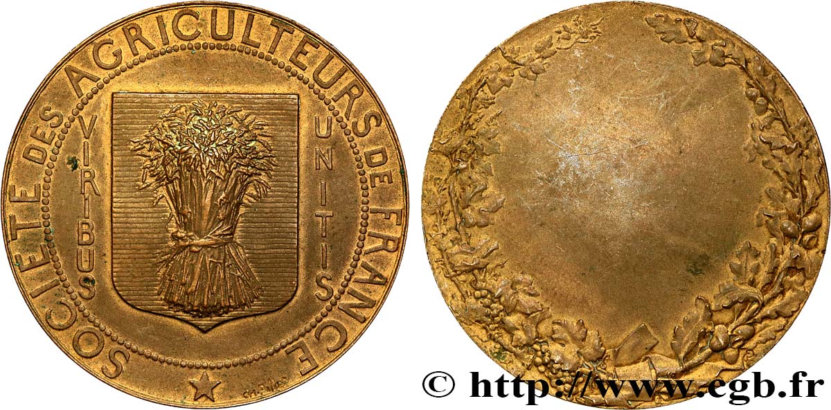 AGRICULTURAL, HORTICULTURAL, FISHING AND HUNTING SOCIETIES Médaille, Société des Agriculteurs XF