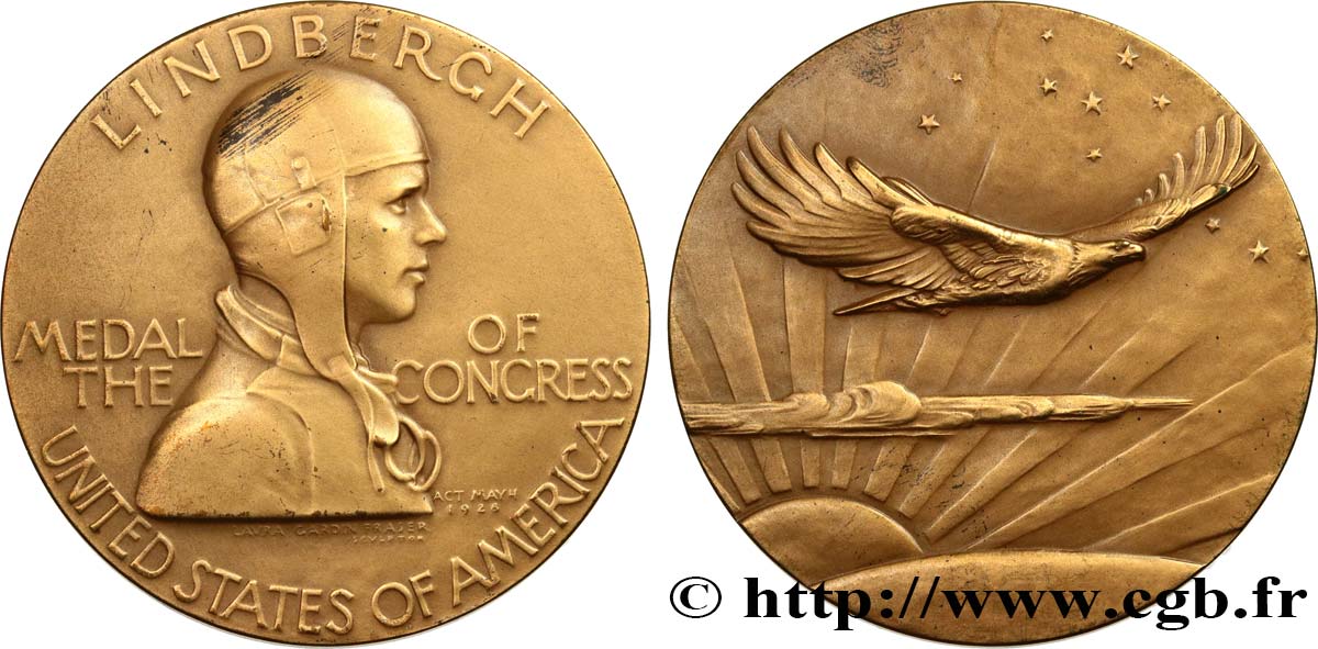 ÉTATS-UNIS D AMÉRIQUE Médaille, Charles Lindbergh, Congrès AU