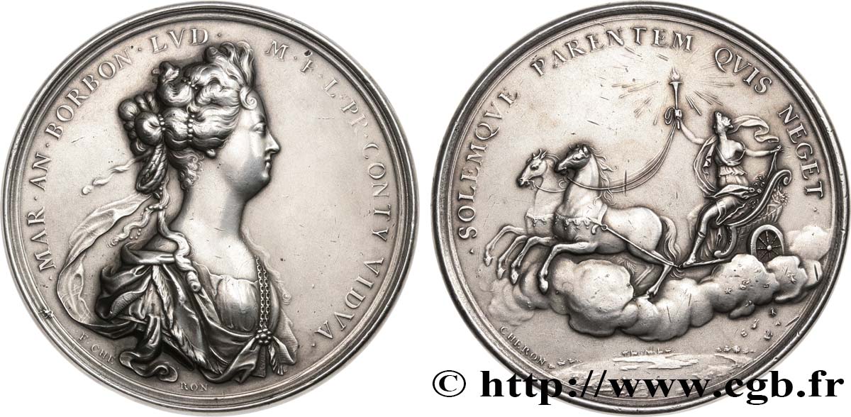 LOUIS XV THE BELOVED Médaille, Marie Anne de Bourbon, princesse de Conti XF