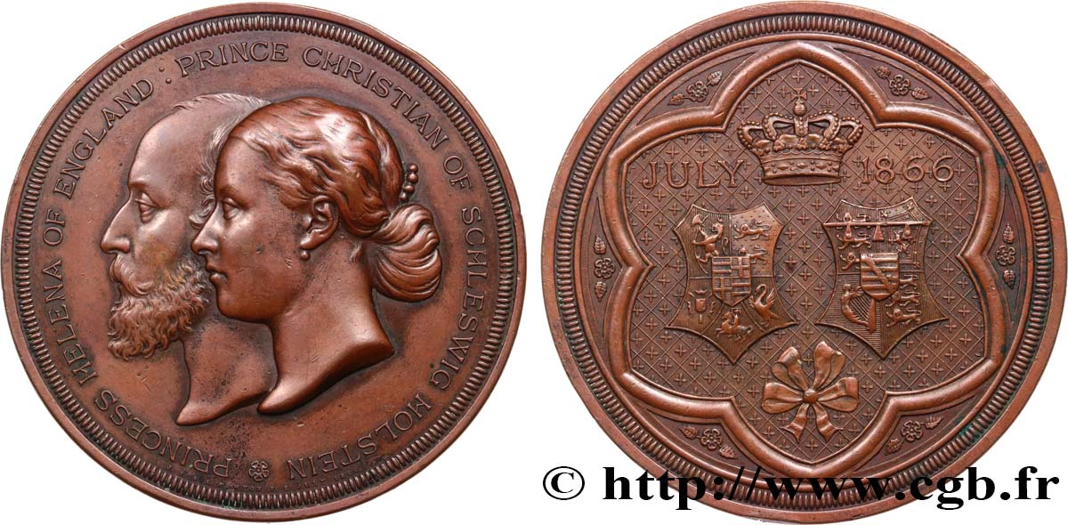 GRAN BRETAGNA - VICTORIA Médaille, Mariage de la Princesse Helena et du Prince Christian de Schleswig Holstein BB