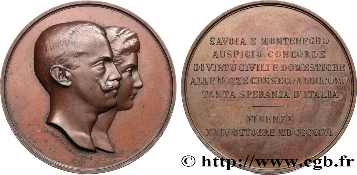 ITALIE - ROYAUME D ITALIE - VICTOR-EMMANUEL III Médaille, Mariage de Victor-Emmanuel et Hélène de Monténégro TTB+