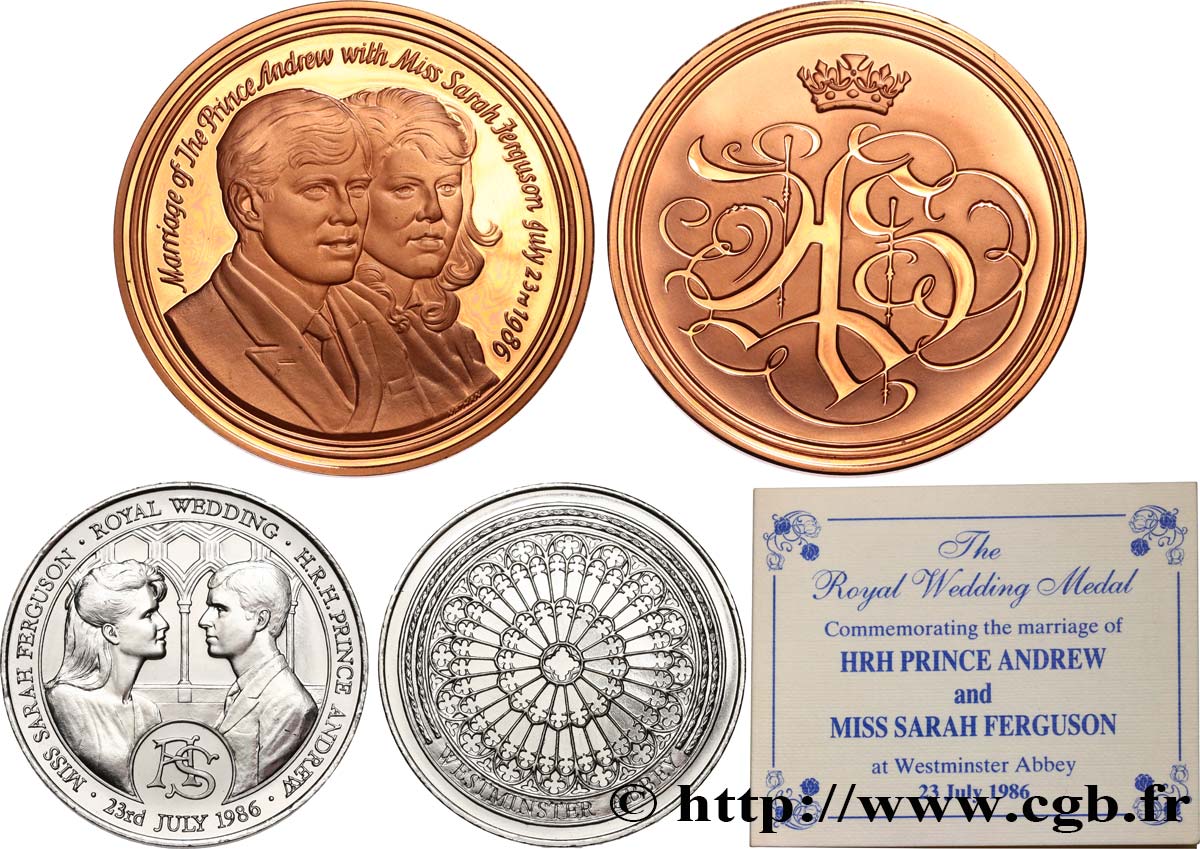 UNITED KINGDOM Médailles, Mariage de Sarah Ferguson et d’Andrew d’York (lot de 2 ex.) AU