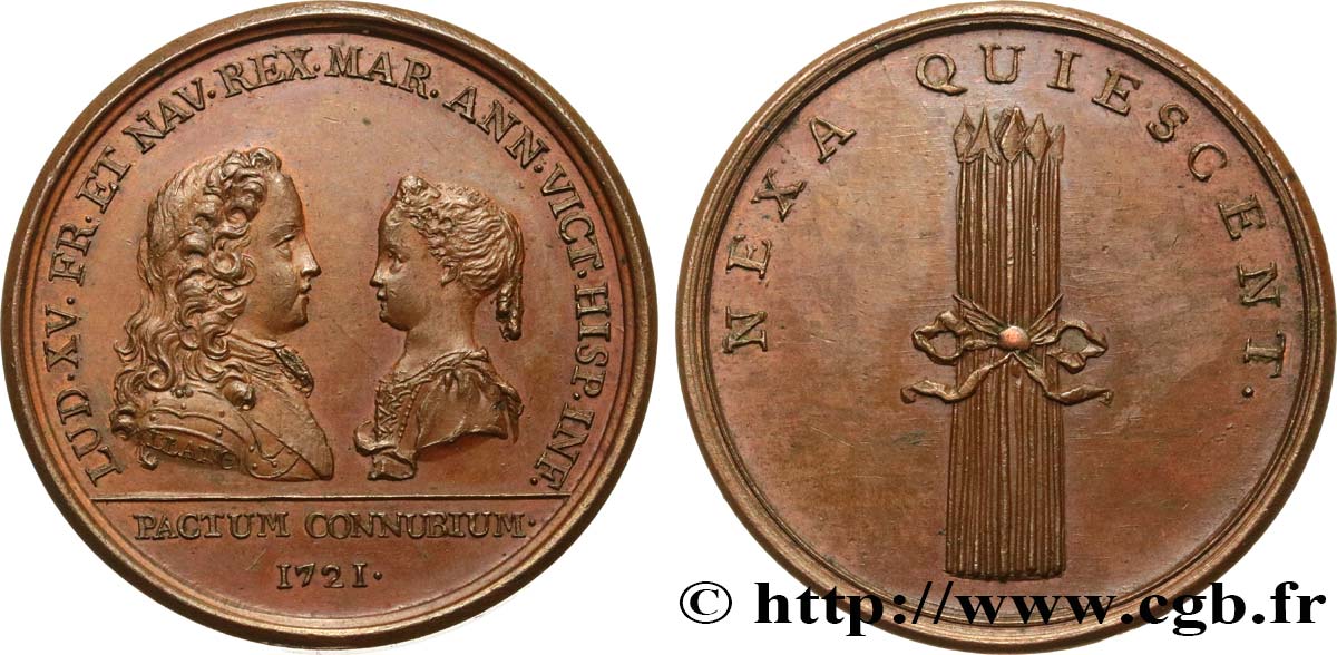 LOUIS XV THE BELOVED Médaille, Projet de mariage entre Louis XV et l’infante d’Espagne AU