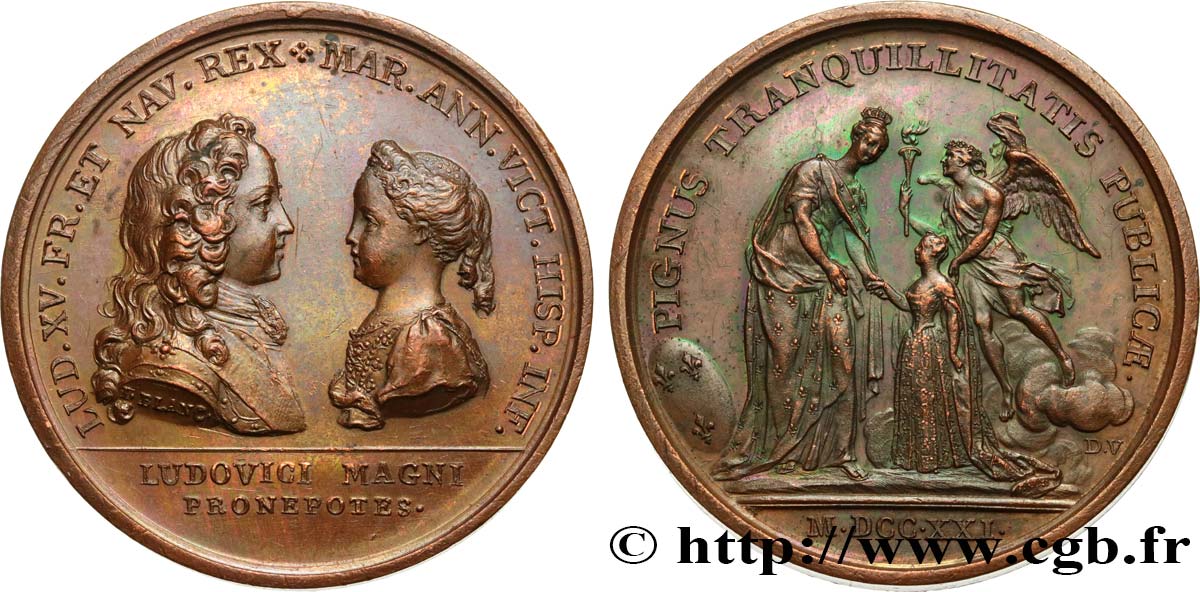 LOUIS XV DIT LE BIEN AIMÉ Médaille, Projet de mariage entre Louis XV et l’Infante d’Espagne TTB+