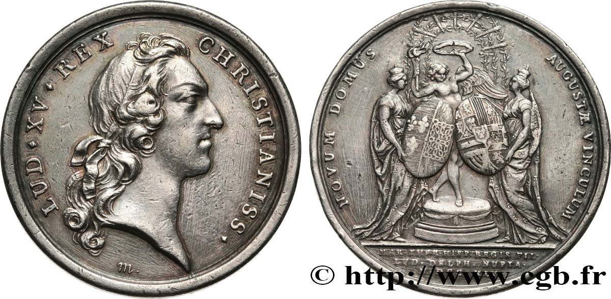 LOUIS XV THE BELOVED Médaille, Mariage de Marie-Thérèse XF