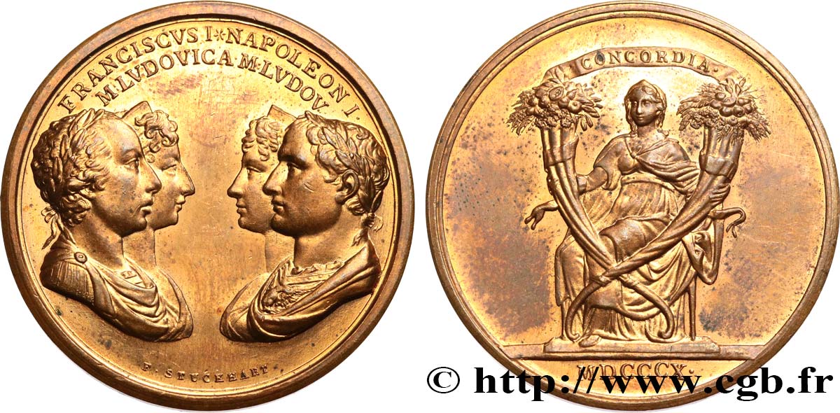 PRIMO IMPERO Médaille, Mariage de Napoléon Ier et de Marie Louise d Autriche à Vienne, refrappe q.SPL