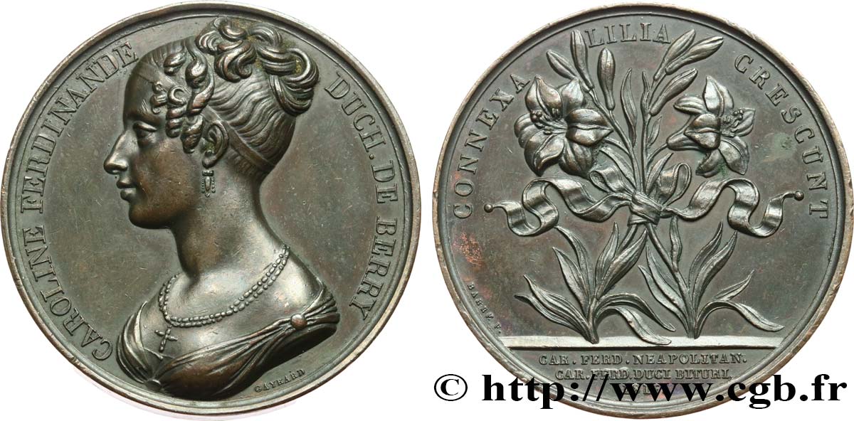 LOUIS XVIII Médaille, Mariage de Charles Ferdinand d’Artois et Marie Caroline de Bourbon-Sicile XF