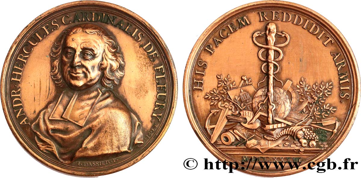 LOUIS XV THE BELOVED Médaille, Cardinal de Fleury XF