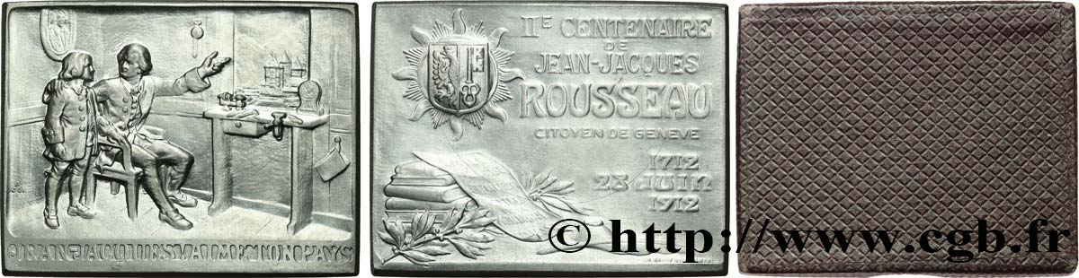 SUISSE Plaquette, Second centenaire de Jean-Jacques Rousseau EBC