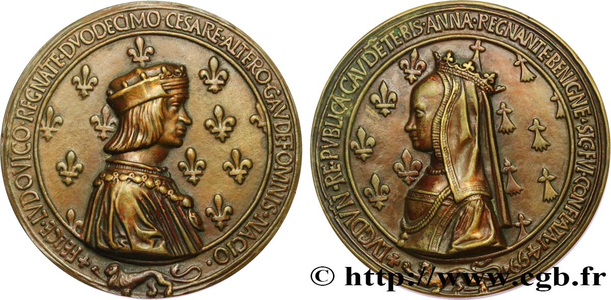 LOUIS XII  Médaille, Mariage de Louis XII et Anne de Bretagne, refrappe moderne AU