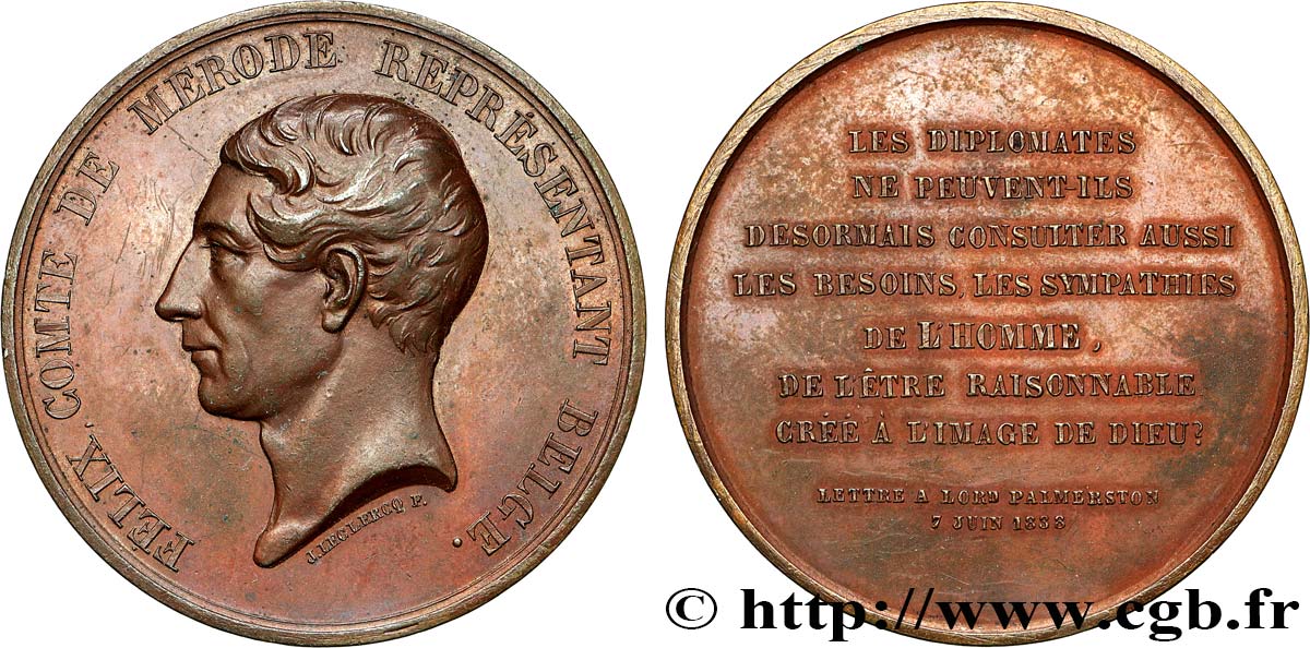 BELGIQUE - ROYAUME DE BELGIQUE - LÉOPOLD Ier Médaille, Félix, comte de Mérode BB