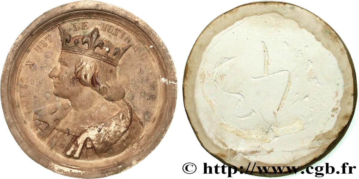LOUIS X  THE QUARRELLER  Médaille, Empreinte en plâtre, Louis X le Hutin XF