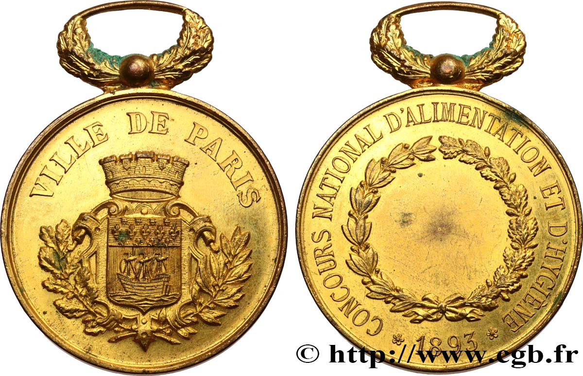 III REPUBLIC Médaille, Concours national d’alimentation et d’hygiène AU