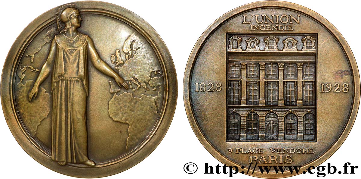 ASSURANCES Médaille, Centenaire de l’Union incendie TTB+