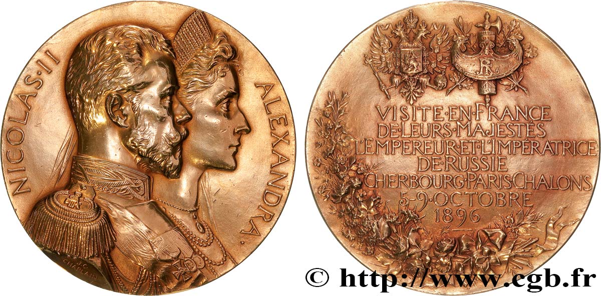 III REPUBLIC Médaille de visite du tsar Nicolas II XF
