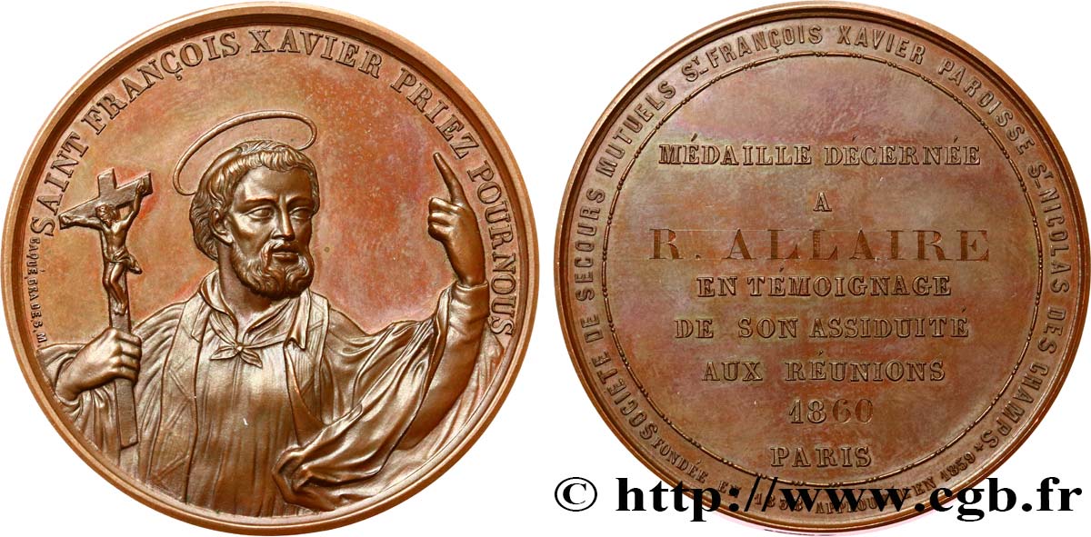 SECONDO IMPERO FRANCESE Médaille, Société de secours mutuels St François-Xavier SPL