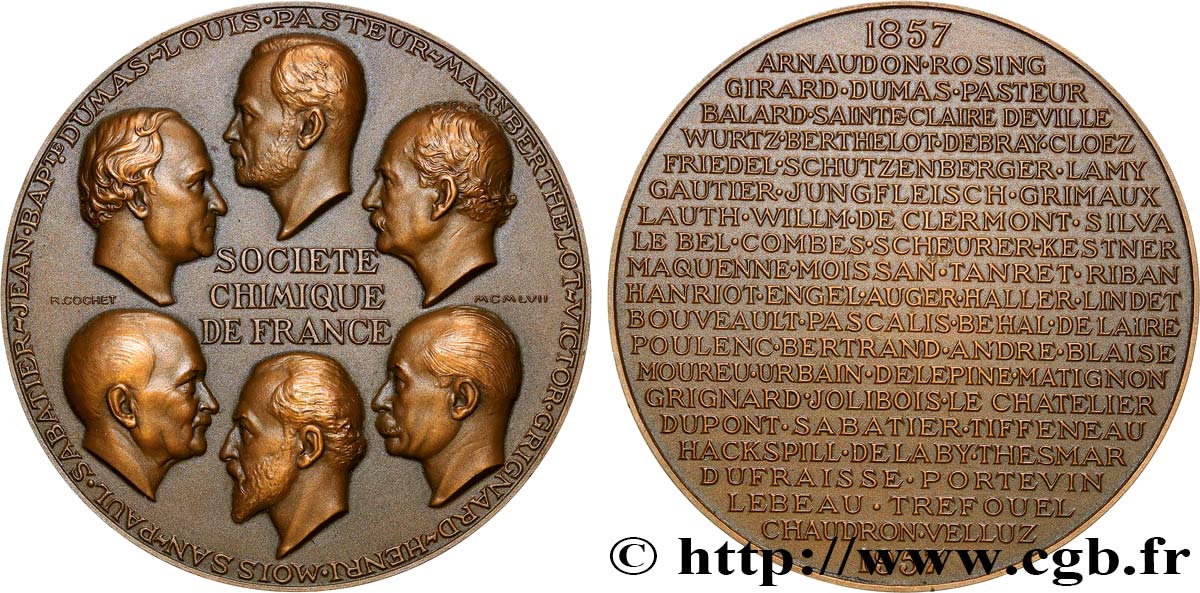 CUARTA REPUBLICA FRANCESA Médaille, Centenaire de la Société chimique de France EBC