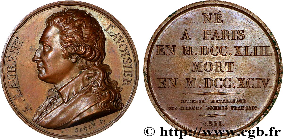 METALLIC GALLERY OF THE GREAT MEN FRENCH Médaille, Antoine Lavoisier AU