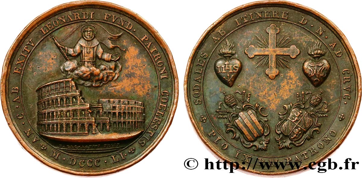 ITALIE - ÉTATS DU PAPE - PIE IX (Jean-Marie Mastai Ferretti) Médaille, Colisée TTB
