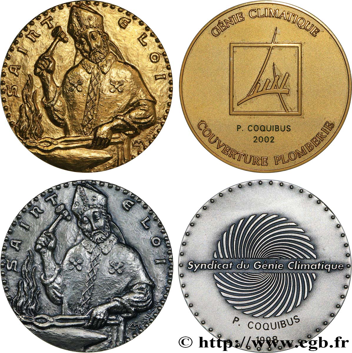 PROFESIONAL ASSOCIATIONS - TRADE UNIONS Médaille, Saint Eloi, lot de 2 ex. AU