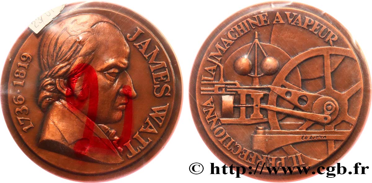 SCIENCE & SCIENTIFIC Médaille, James Watt, n°2 MS