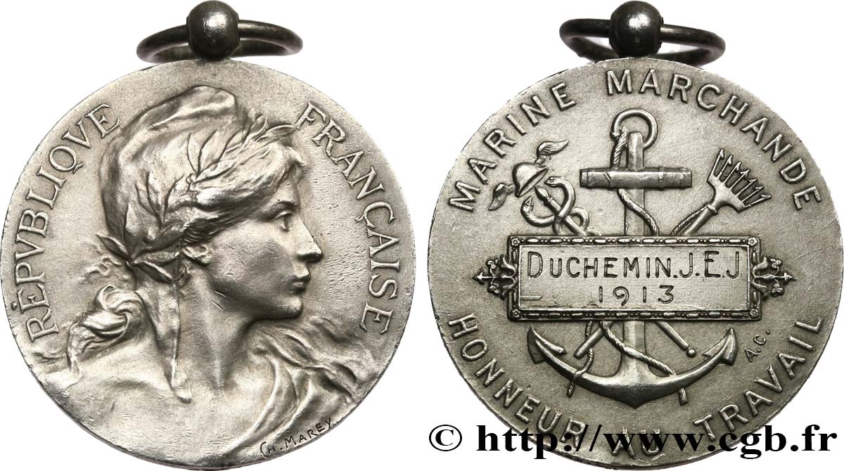 CINQUIÈME RÉPUBLIQUE Médaille d’honneur des marins, du commerce et de la pêche TTB+