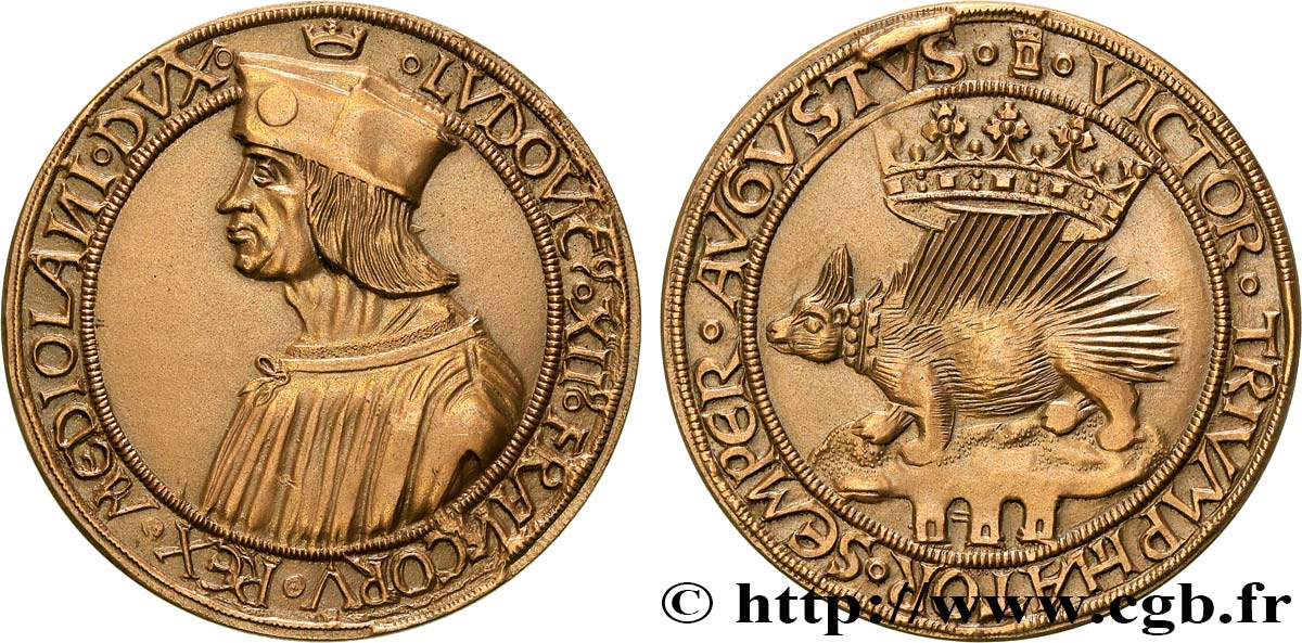 LOUIS XII  Médaille, Porc-épic, refrappe AU
