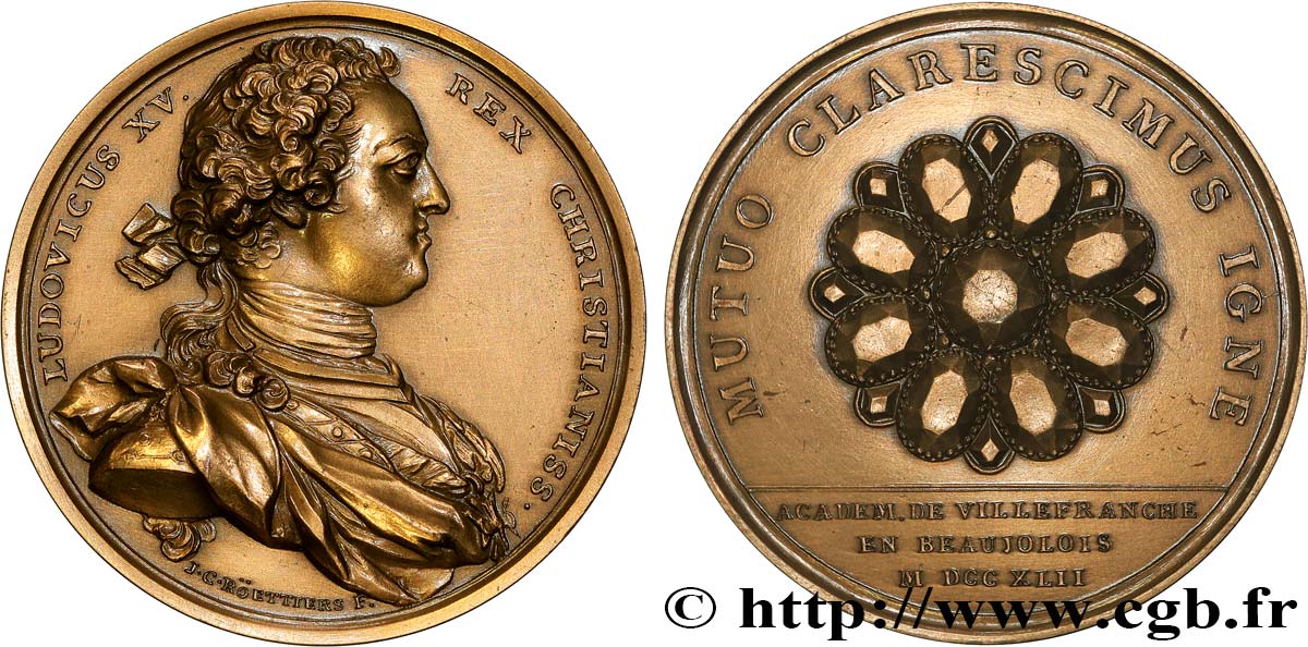 LOUIS XV THE BELOVED Médaille, Académie Royale de Villefranche AU